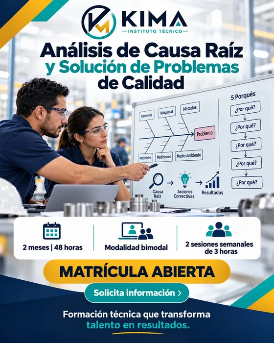 Afiche de Análisis de Causa Raíz y Solución de Problemas de Calidad