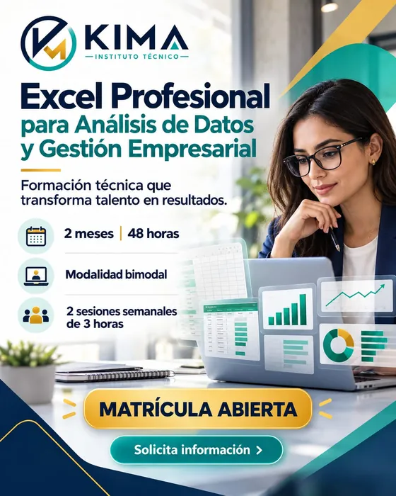 Afiche de Excel Profesional para Análisis de Datos y Gestión Empresarial
