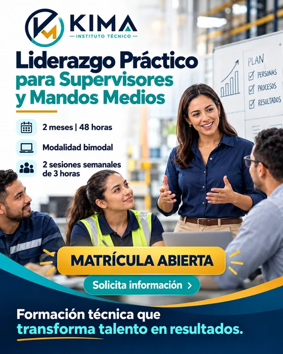 Afiche de Liderazgo Práctico para Supervisores y Mandos Medios