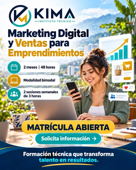 Afiche de Marketing Digital y Ventas para Emprendimientos