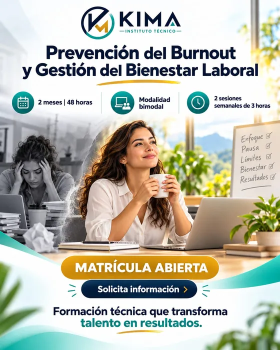 Afiche de Prevención del Burnout y Gestión del Bienestar Laboral