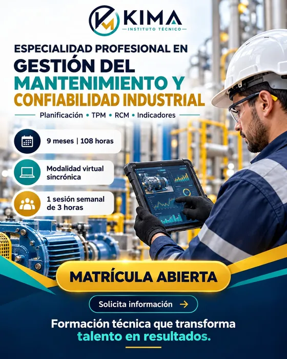 Afiche de Gestión del Mantenimiento y Confiabilidad Industrial