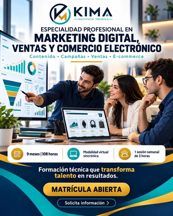 Afiche de Marketing Digital, Ventas y Comercio Electrónico